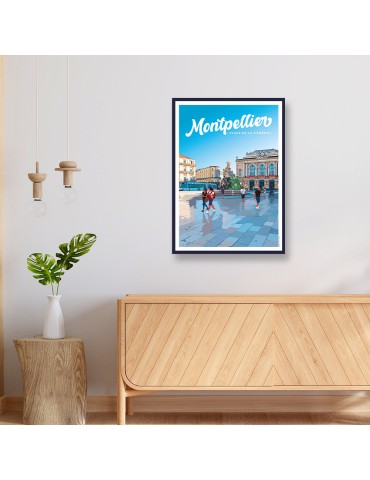 Montpellier Place de la comédie – Poster affiche – image encadrée 2