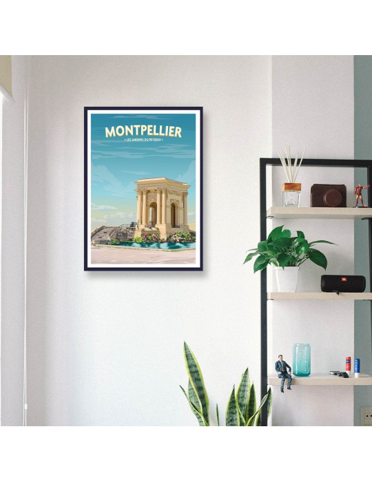 Montpellier Les jardins du peyrou – Poster affiche – image encadrée