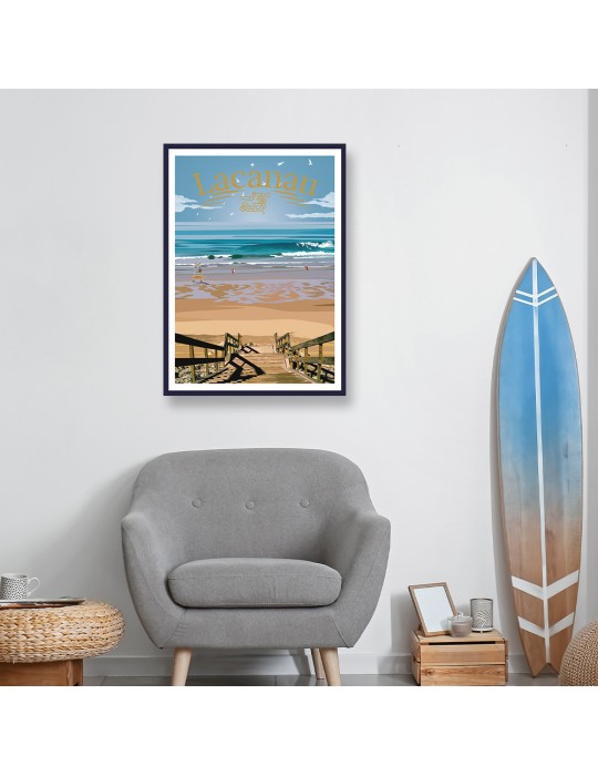 Lacanau surf beach – Poster affiche – image encadrée