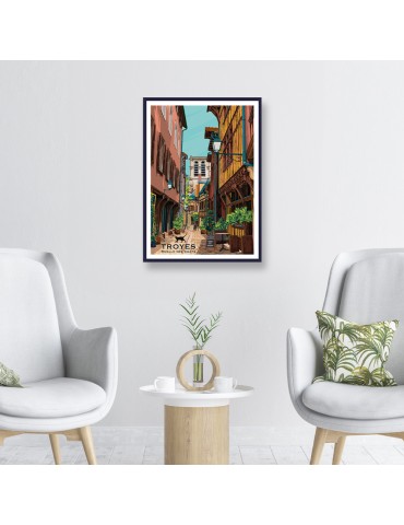 Troyes Ruelle des Chats – Poster affiche – image encadrée 2