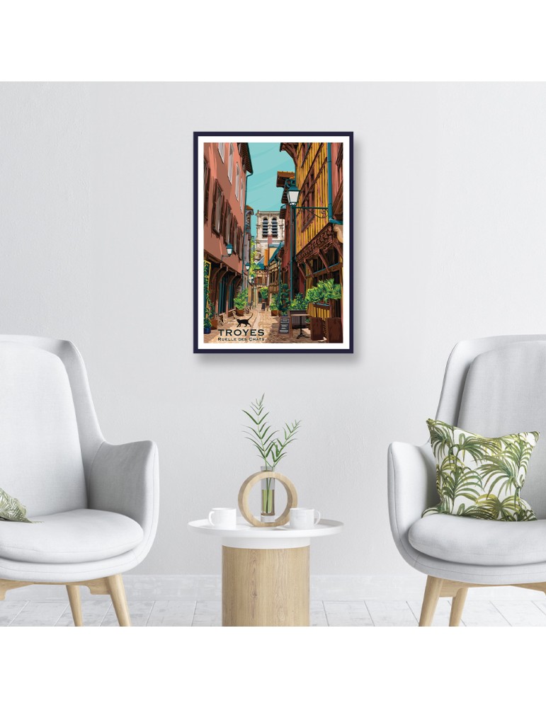 Troyes Ruelle des Chats – Poster affiche – image encadrée
