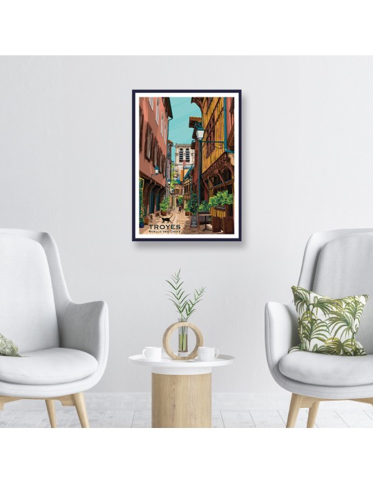 Troyes Ruelle des Chats – Poster affiche – image encadrée