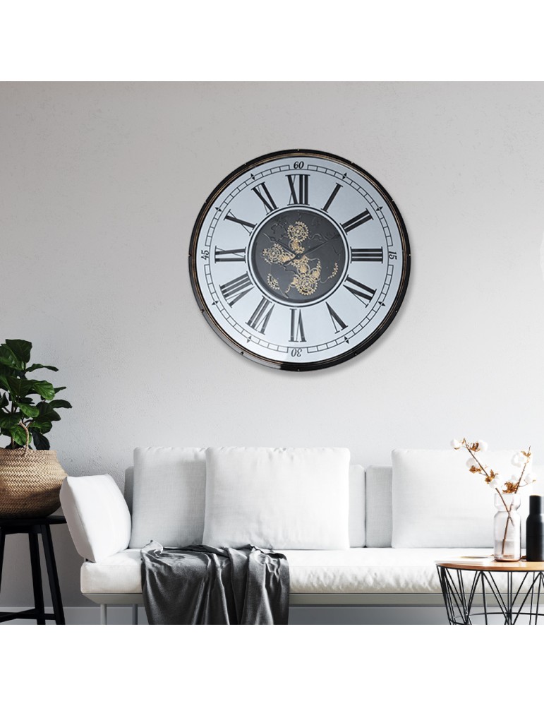 Horloge à engrenages avec miroir – 08.078 – Ø 120 cm