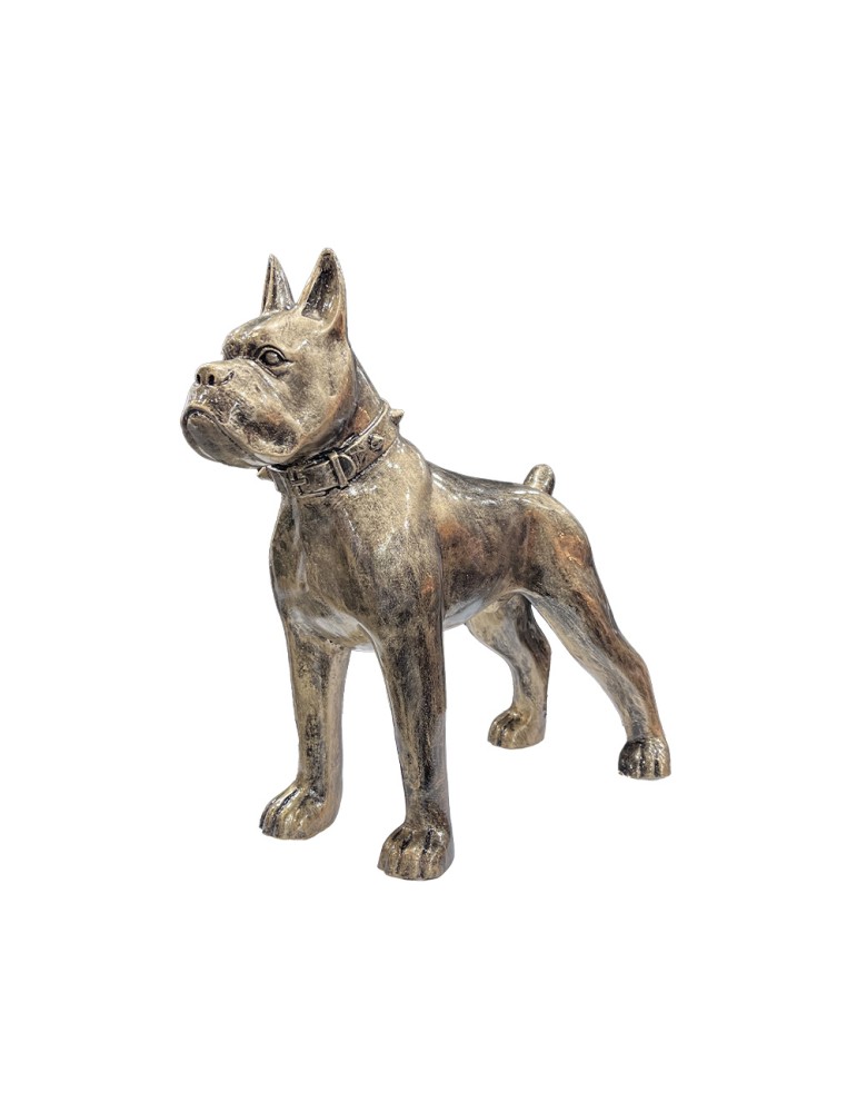 Sculpture intérieure en résine – Boxer patiné or