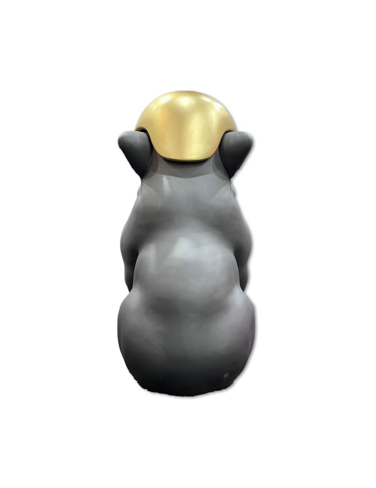 Chien GF Noir mat / Or - 04.706 - H : 90 cm