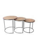 Set de 3 tables basses bois et métal – 52.010 – 60x60x60 cm / 53x53x55 cm / 48x48x50 cm