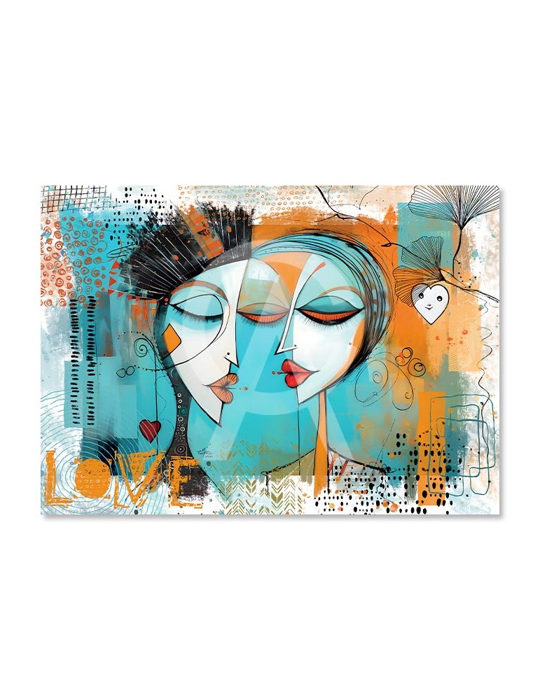 2 Amoureux Cubisme Turquoise – Romaric
