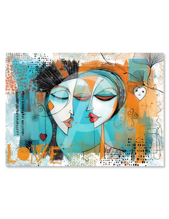 2 Amoureux Cubisme Turquoise – Romaric