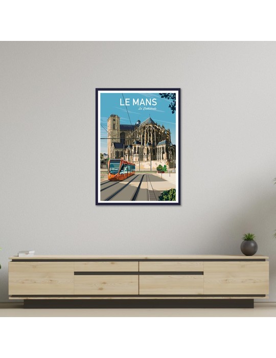 Le Mans "La Cathédrale" – Poster affiche – image encadrée