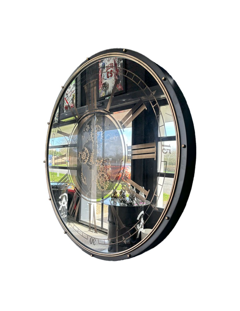 Horloge à engrenages avec miroir – 08.078 – Ø 120 cm