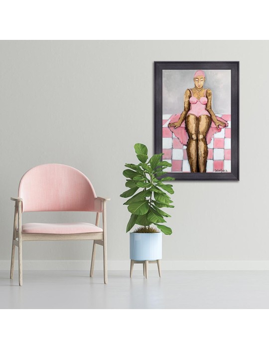 Baigneuse Rose à Carreaux – Martine Gonnin