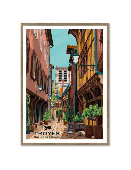 Troyes Ruelle des Chats – Poster affiche – image encadrée