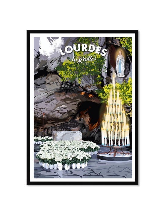 Lourdes "La Grotte" – Poster affiche – image encadrée