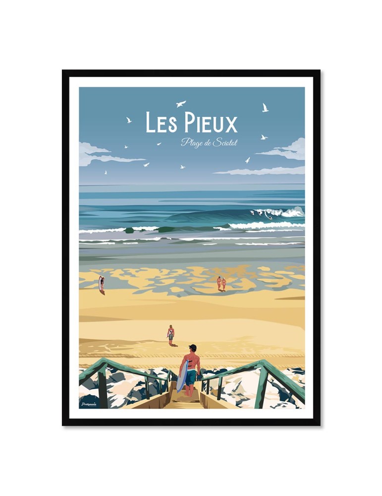 Les Pieux Surf – Poster affiche – image encadrée