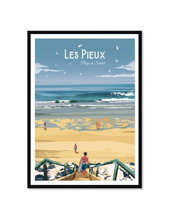 Les Pieux Surf – Poster affiche – image encadrée