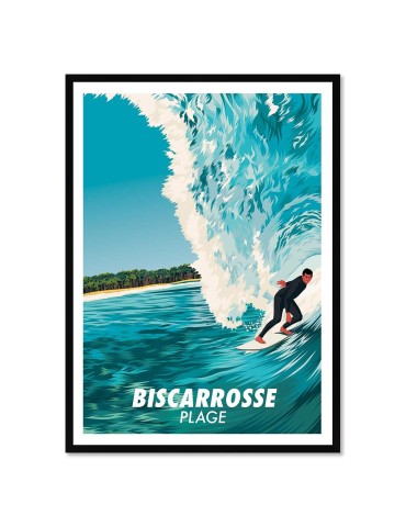 Biscarrosse Plage Surfer – Poster affiche – image encadrée