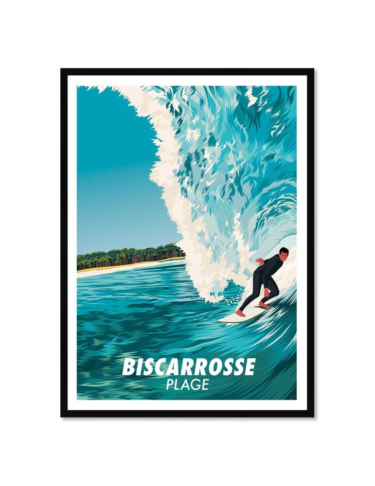Biscarrosse Plage Surfer – Poster affiche – image encadrée