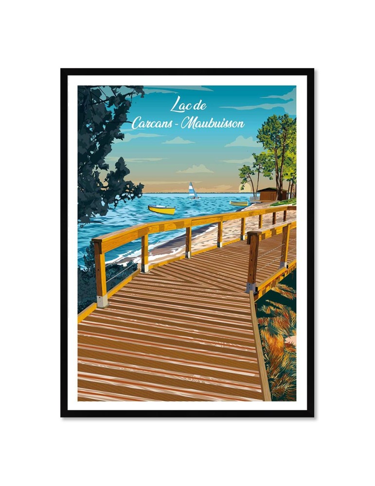 Maubuisson Lac de Carcans – Poster affiche – image encadrée