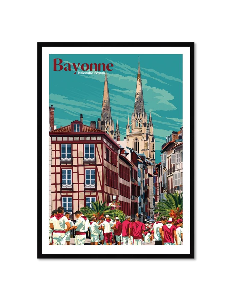 Bayonne Baionako festak – Poster affiche – image encadrée