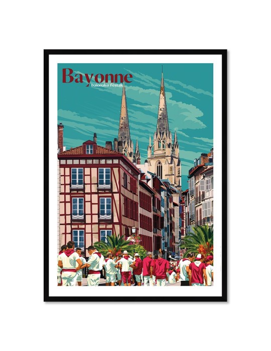 Bayonne Baionako festak – Poster affiche – image encadrée