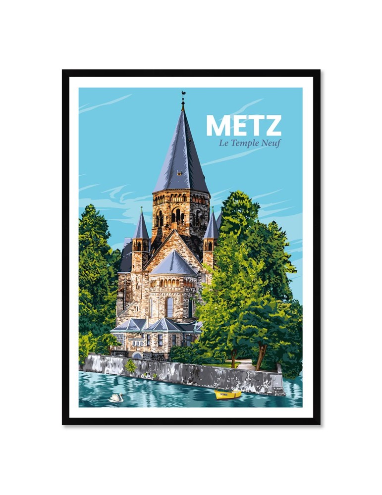 Metz Le Temple Neuf – Poster affiche – image encadrée