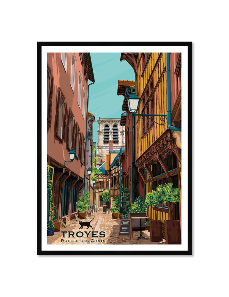 Troyes Ruelle des Chats – Poster affiche – image encadrée