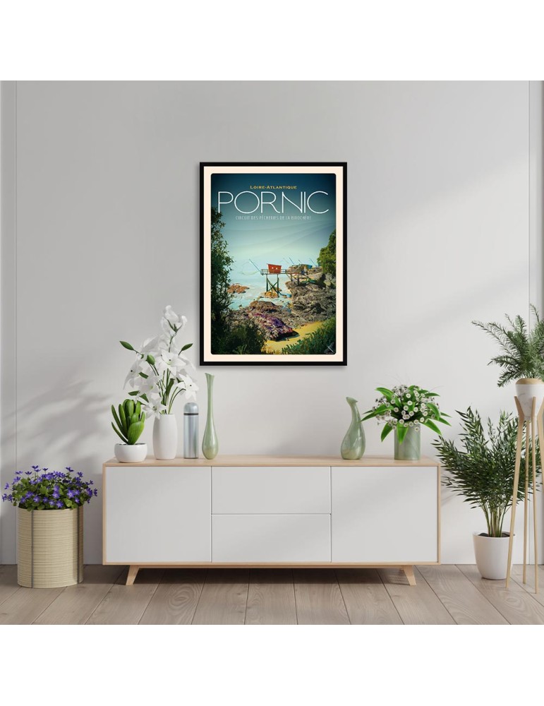 Pornic - Pêcheries de la Birochère - Poster affiche – image encadrée