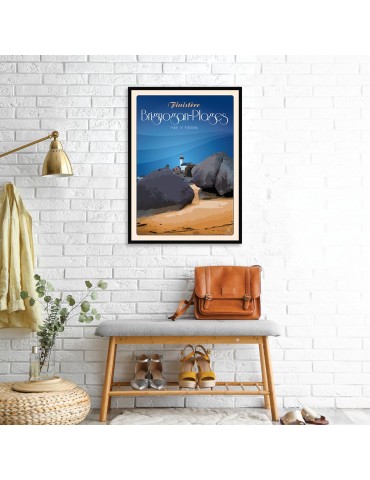 Brignogan-Plages Phare de Pontusval "Granit" – Poster affiche – image encadrée 2