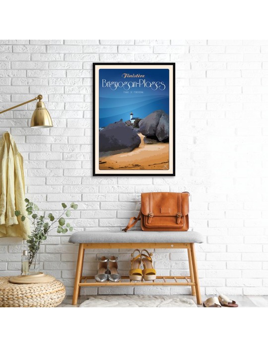 Brignogan-Plages Phare de Pontusval "Granit" – Poster affiche – image encadrée