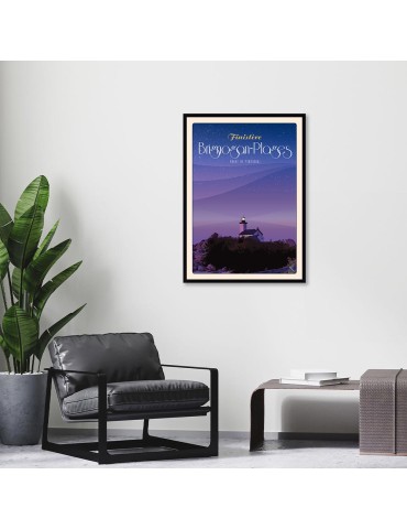 Brignogan-Plages Phare de Pontusval Nuit – Poster affiche – image encadrée 2
