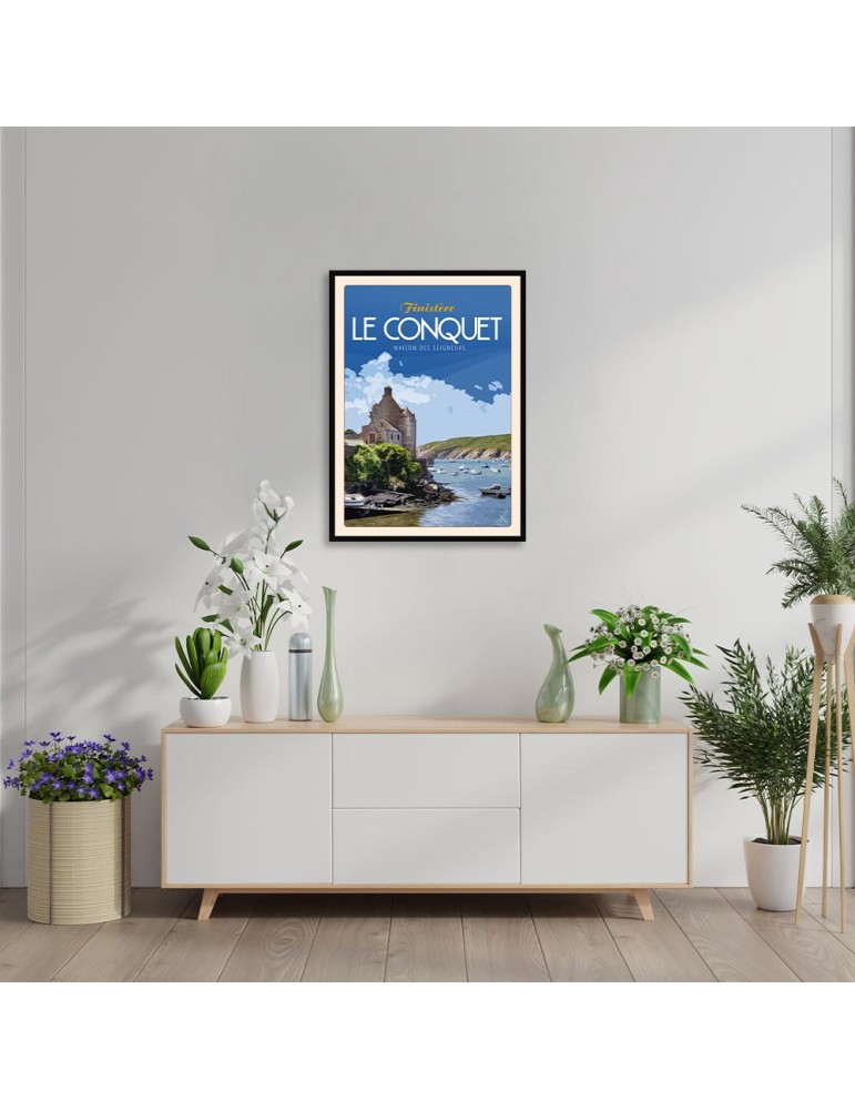 Le Conquet La Maison des Seigneurs "Mer" – Poster affiche – image encadrée
