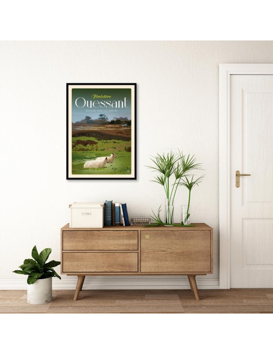 Ouessant Moutons dans les jardins - Poster affiche – image encadrée