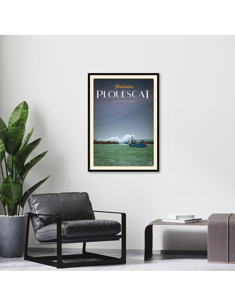 Plouescat La Côte des sables - Poster affiche – image encadrée