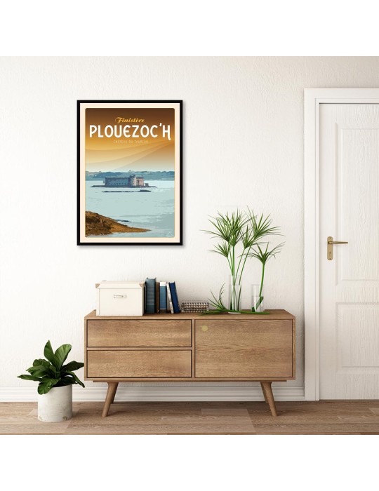 Plouezoc'h Le Château du Taureau - Poster affiche – image encadrée