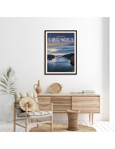L'Aber Wrac'h - Point de vue de Beg-An-Toul "Nuit" - Poster affiche – image encadrée 2