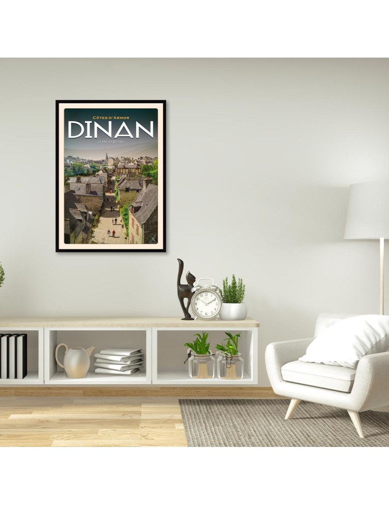 Dinan - Rue du Jerzual - Poster affiche – image encadrée