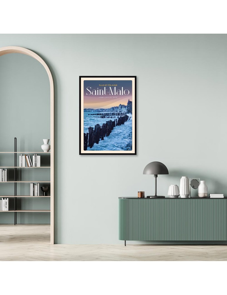 Saint-Malo - Plage du Silllon - Poster affiche – image encadrée
