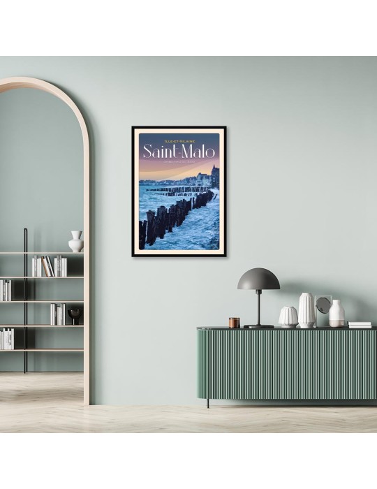 Saint-Malo - Plage du Silllon - Poster affiche – image encadrée