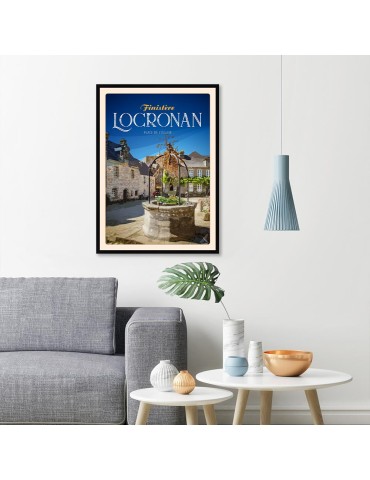 Locronan - Place de L'Église - Poster affiche – image encadrée 2