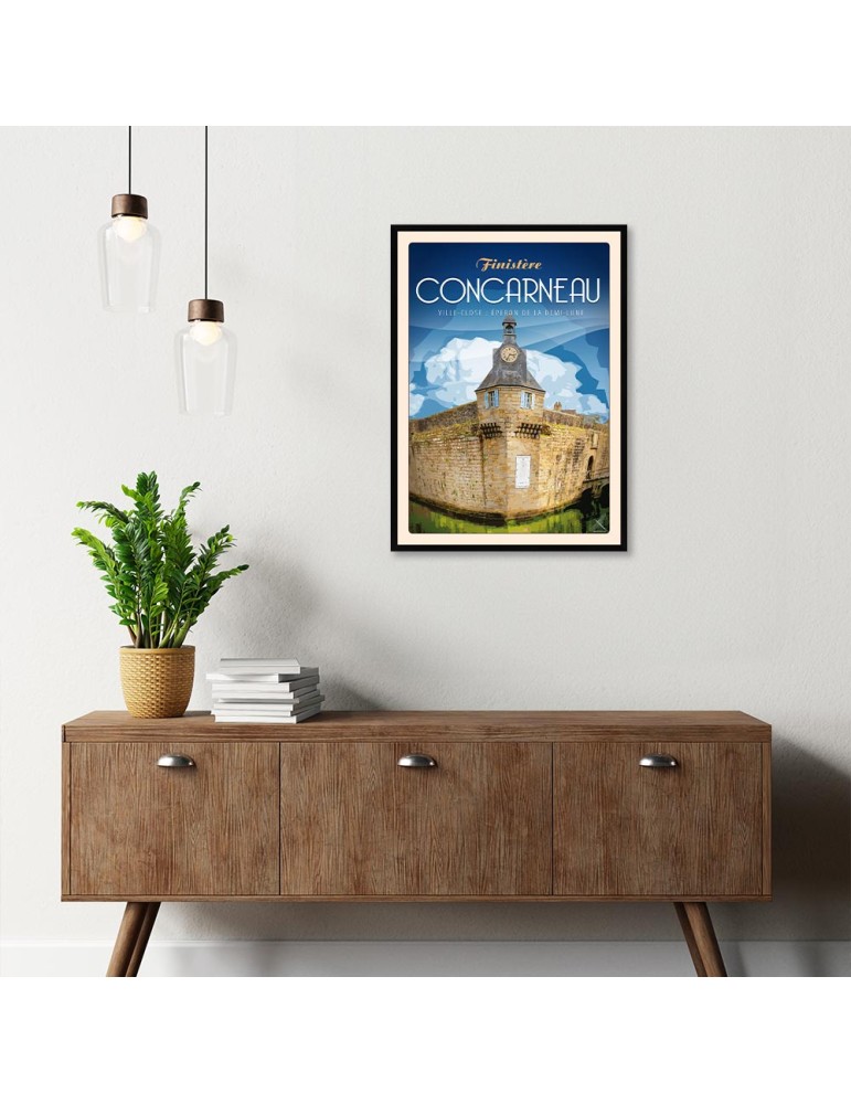 Concarneau - Ville close, Éperon de la Demi Lune - Poster affiche – image encadrée