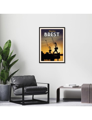Brest - Grues du port de commerce - Poster affiche – image encadrée 2