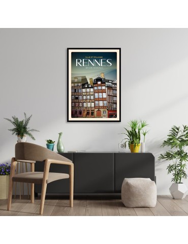 Rennes - Maisons Médiévales - Poster affiche – image encadrée 2