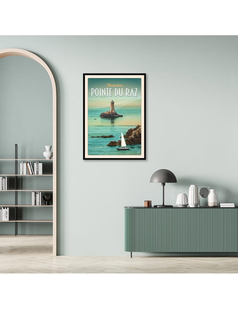 Pointe du Raz "Voilier" - Poster affiche – image encadrée