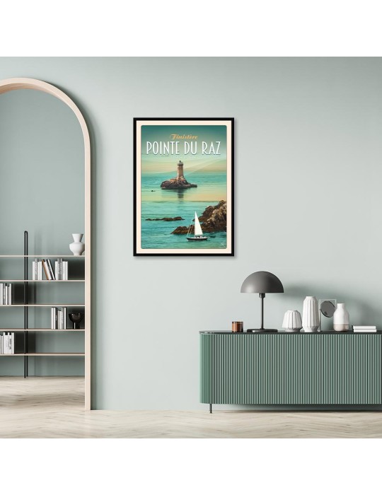Pointe du Raz "Voilier" - Poster affiche – image encadrée