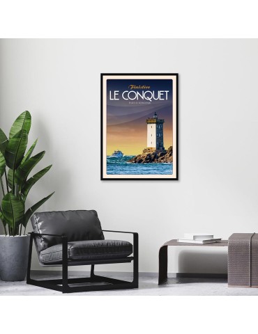 Le Conquet - Phare de Kermorvan "Bateau" - Poster affiche – image encadrée 2