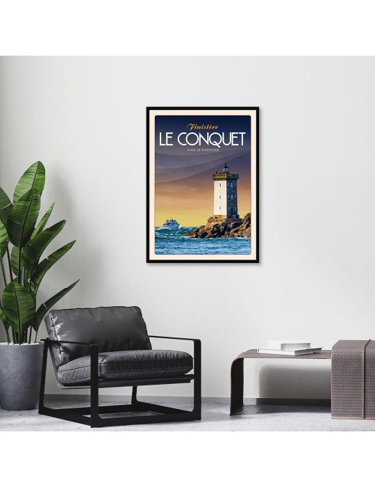 Le Conquet - Phare de Kermorvan "Bateau" - Poster affiche – image encadrée