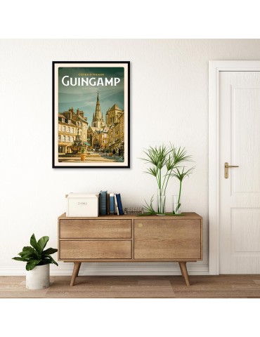 Guingamp - Place du Centre - Poster affiche – image encadrée 2