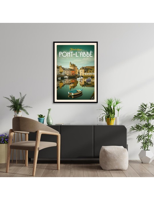 Pont-L'Abbé - Quai Saint Laurent - Port de Plaisance - Poster affiche – image encadrée