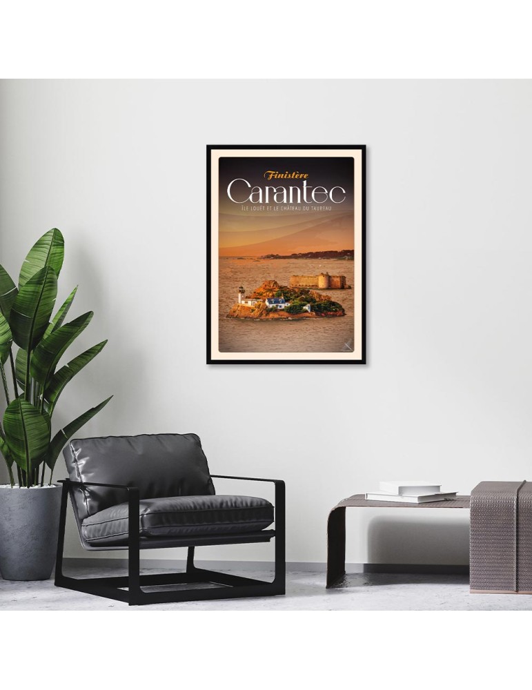 Carantec - L'Île Louët "Château du Taureau" - Poster affiche – image encadrée