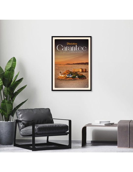Carantec - L'Île Louët "Château du Taureau" - Poster affiche – image encadrée